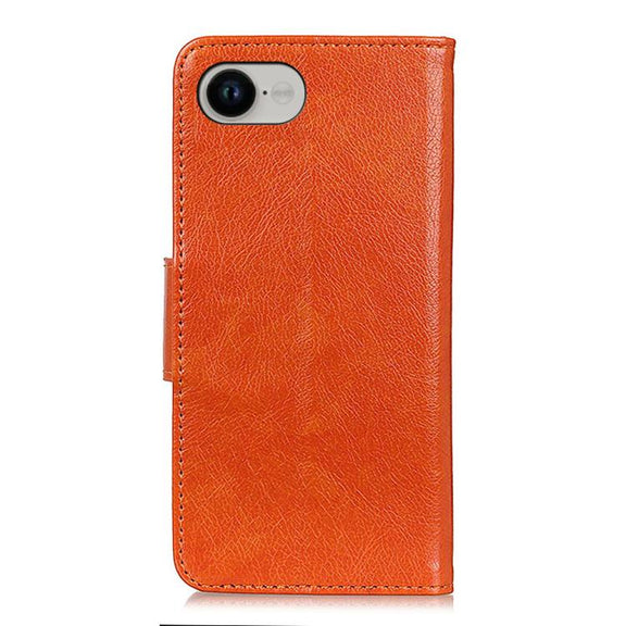 For iPhone 16e Nappa Texture Leather Case(Orange)
