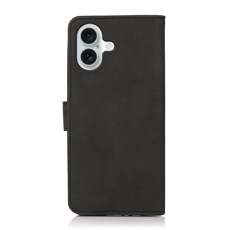 For iPhone 16 KHAZNEH Matte Texture Leather Phone Case(Black)