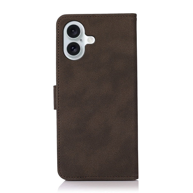 For iPhone 16 KHAZNEH Matte Texture Leather Phone Case(Brown)
