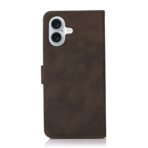 For iPhone 16 KHAZNEH Matte Texture Leather Phone Case(Brown)
