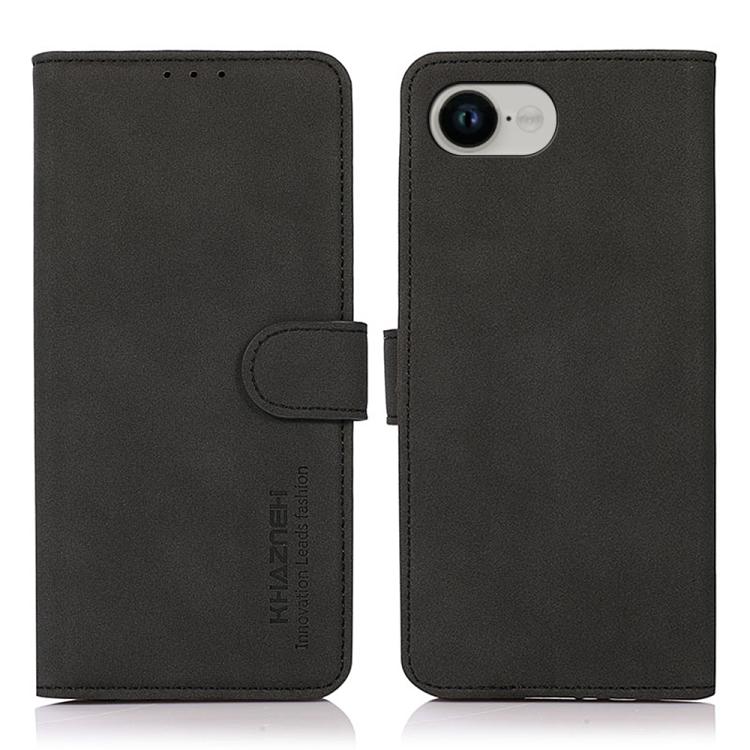 For iPhone 16e KHAZNEH Matte Texture Leather Phone Case(Black)