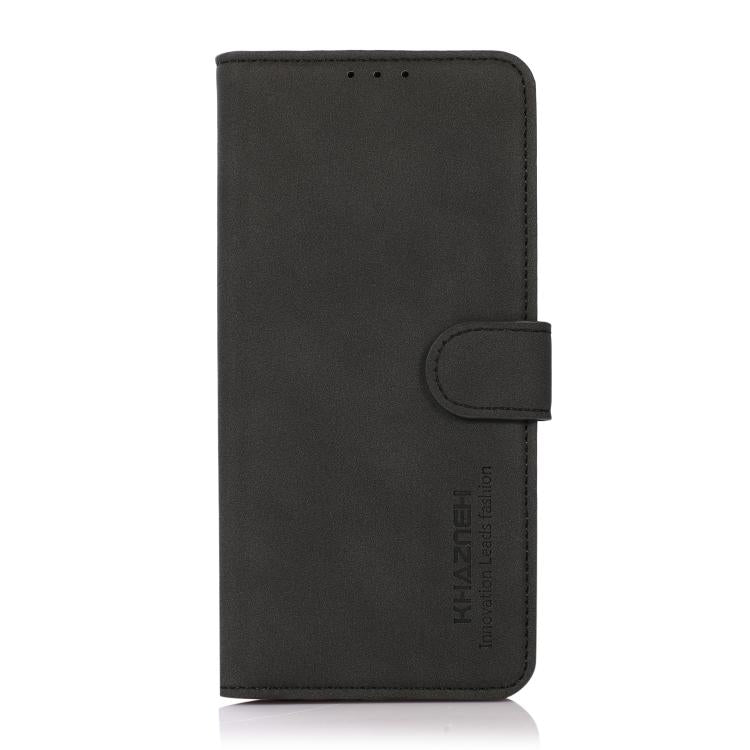 For iPhone 16e KHAZNEH Matte Texture Leather Phone Case(Black)