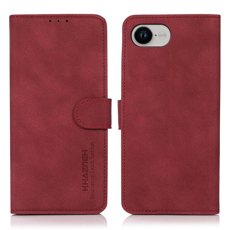 For iPhone 16e KHAZNEH Matte Texture Leather Phone Case(Red)