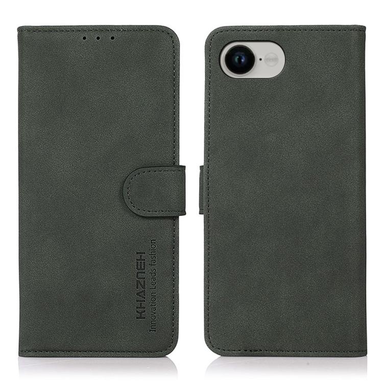 For iPhone 16e KHAZNEH Matte Texture Leather Phone Case(Green)