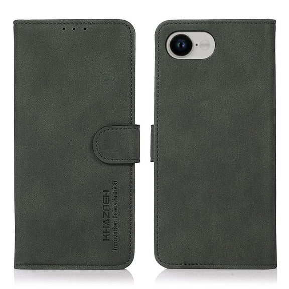 For iPhone 16e KHAZNEH Matte Texture Leather Phone Case(Green)