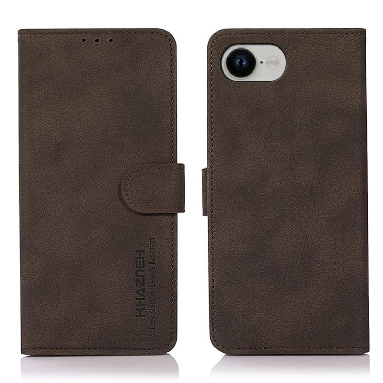 For iPhone 16e KHAZNEH Matte Texture Leather Phone Case(Brown)
