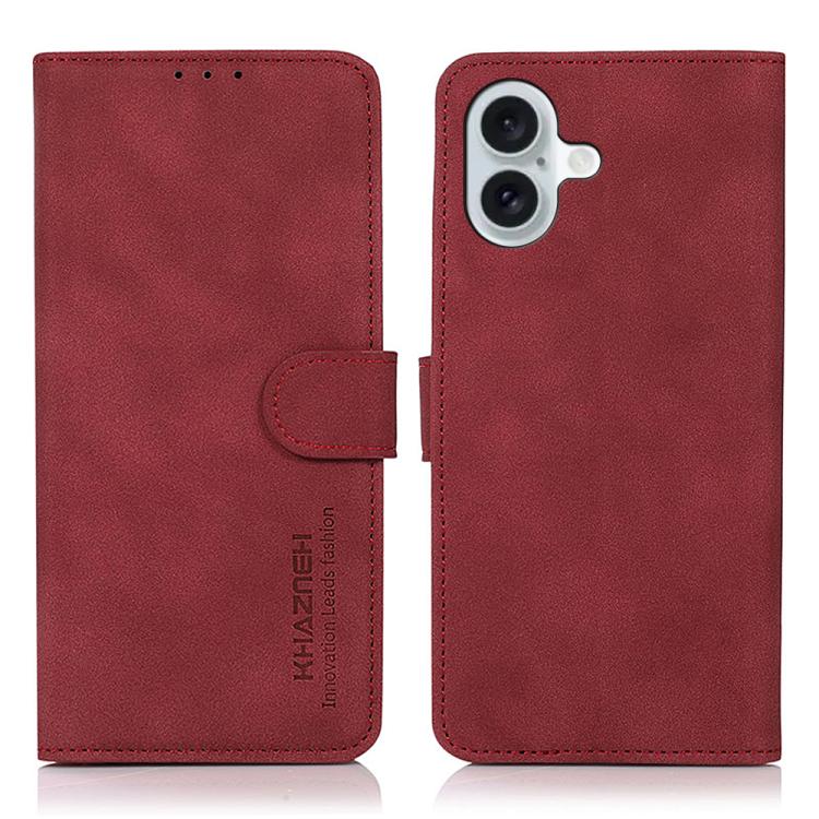 For iPhone 17 KHAZNEH Matte Texture Leather Phone Case(Red)