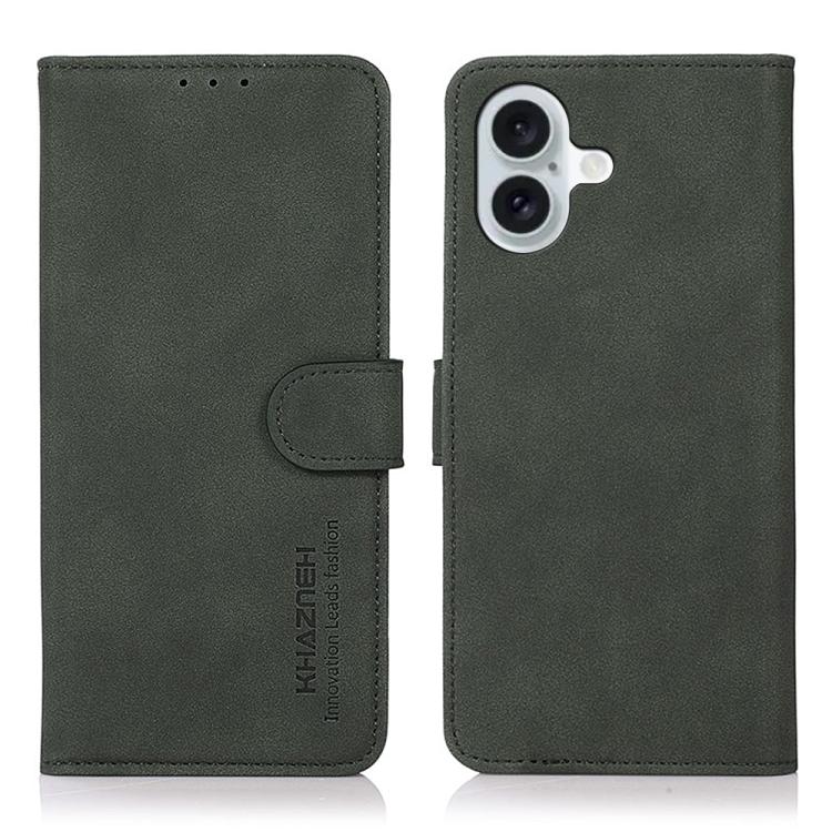 For iPhone 17 KHAZNEH Matte Texture Leather Phone Case(Green)