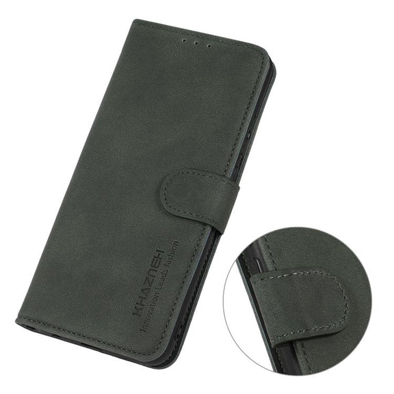 For iPhone 17 KHAZNEH Matte Texture Leather Phone Case(Green)