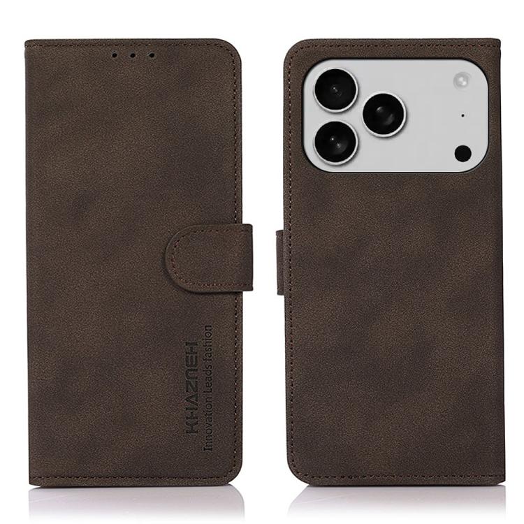For iPhone 17 Pro Max KHAZNEH Matte Texture Leather Phone Case(Brown)