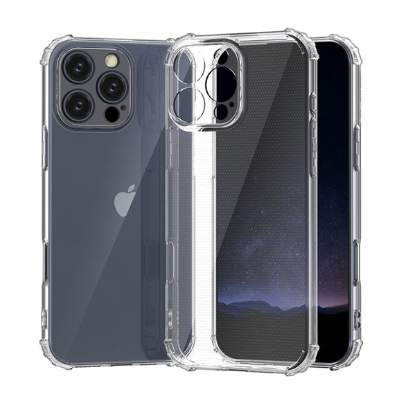 For iPhone 16 Pro Four-Corner Shockproof Clear TPU Phone Case(Transparent)