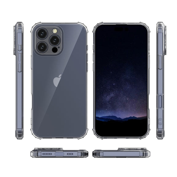 For iPhone 16 Pro Four-Corner Shockproof Clear TPU Phone Case(Transparent)