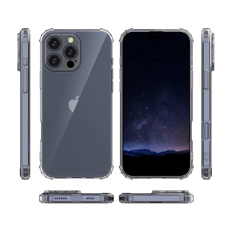 For iPhone 16 Pro Four-Corner Shockproof Clear TPU Phone Case(Transparent)