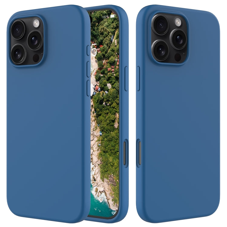 For iPhone 16 Pro Max Solid Color Silicone Phone Case(Cobalt Blue)