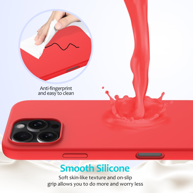 For iPhone 16 Pro Max Solid Color Silicone Phone Case(Red)