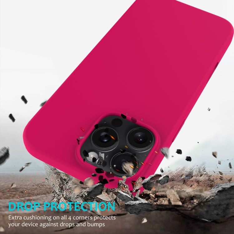 For iPhone 16 Pro Max Solid Color Silicone Phone Case(Rose Red)