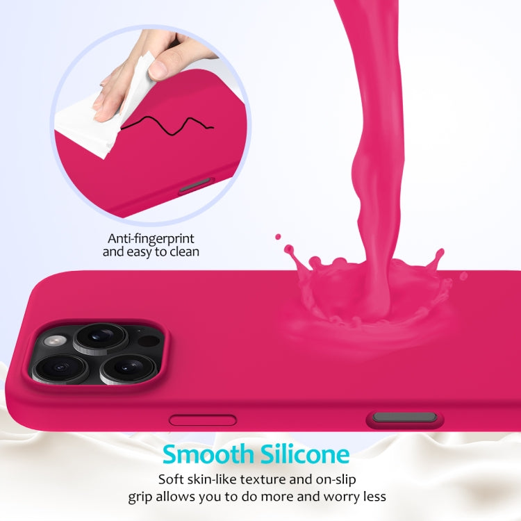 For iPhone 16 Pro Max Solid Color Silicone Phone Case(Rose Red)