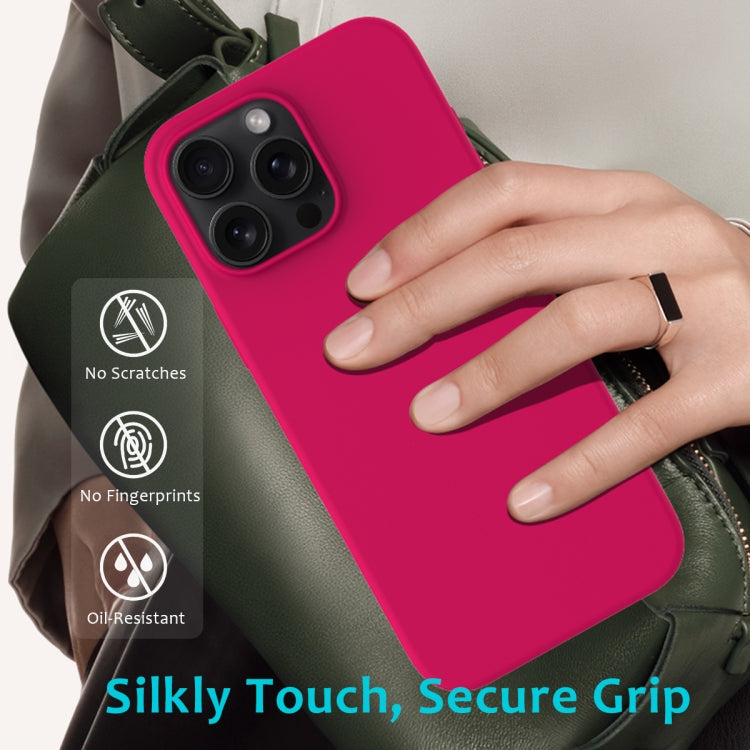 For iPhone 16 Pro Max Solid Color Silicone Phone Case(Rose Red)