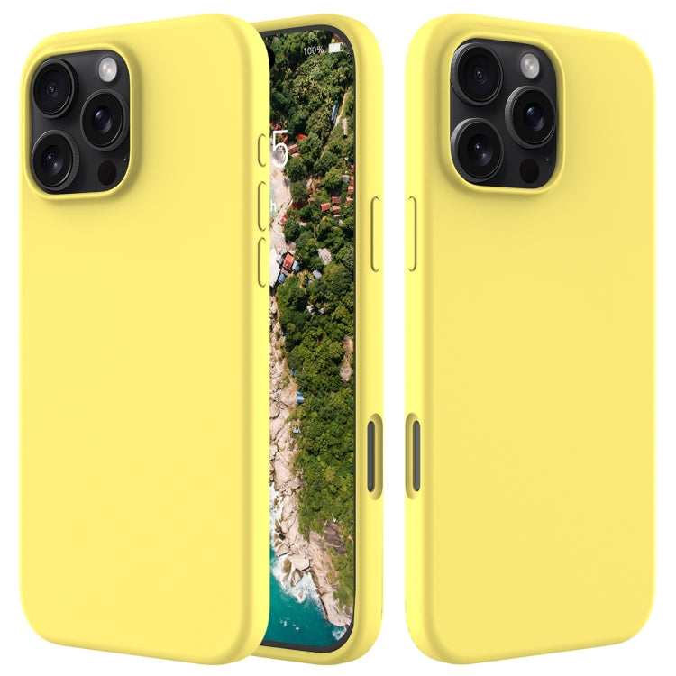 For iPhone 16 Pro Max Solid Color Silicone Phone Case(Lemon Yellow)