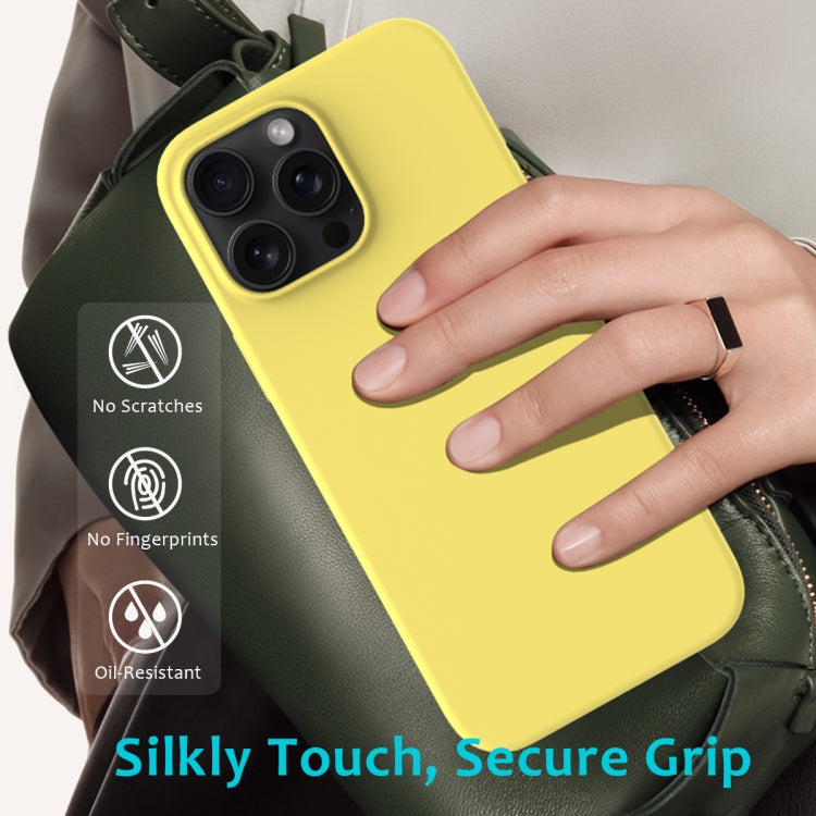 For iPhone 16 Pro Max Solid Color Silicone Phone Case(Lemon Yellow)
