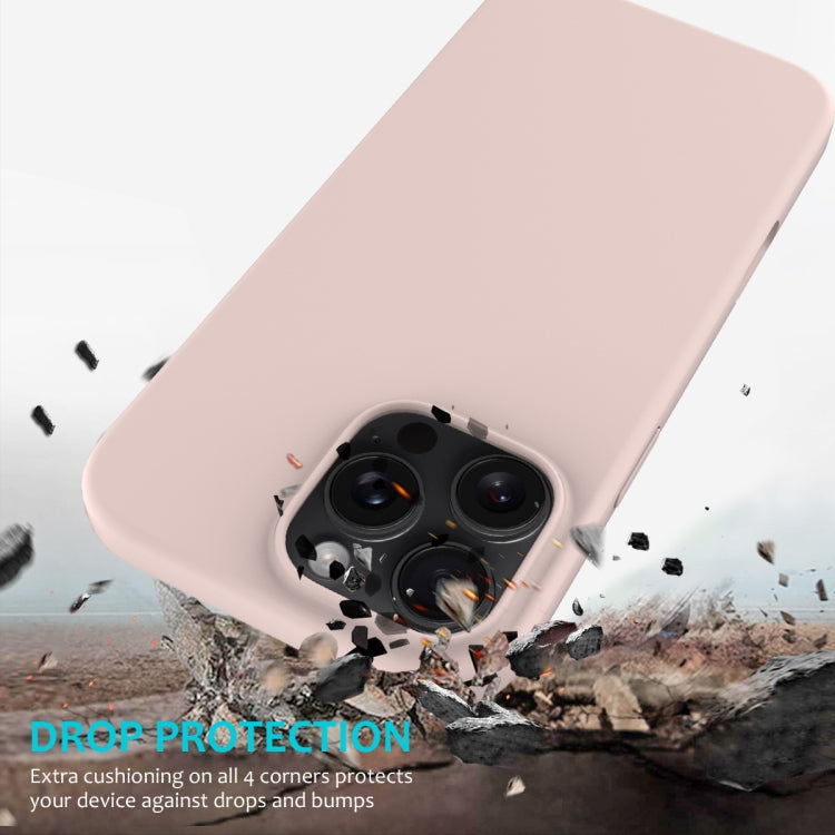 For iPhone 16 Pro Max Solid Color Silicone Phone Case(Sand Pink)