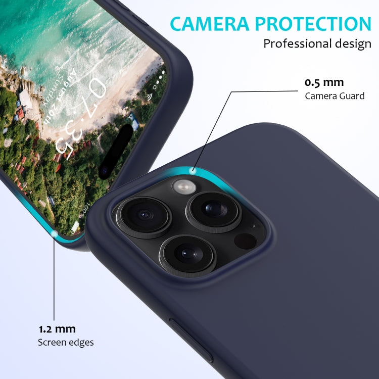 For iPhone 16 Pro Max Solid Color Silicone Phone Case(Midnight Blue)