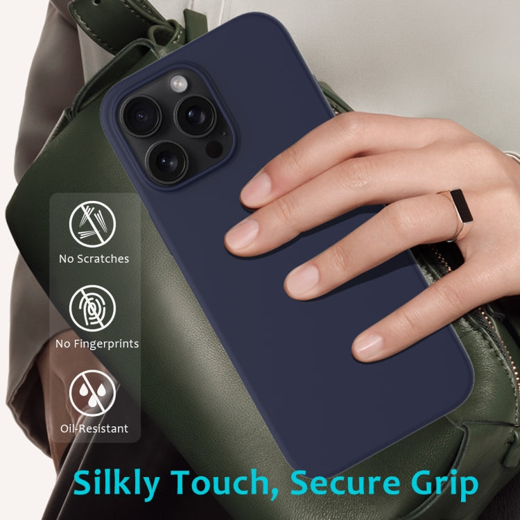 For iPhone 16 Pro Max Solid Color Silicone Phone Case(Midnight Blue)