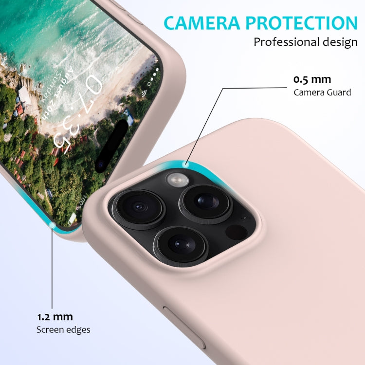 For iPhone 16 Pro Solid Color Silicone Phone Case(Sand Pink)