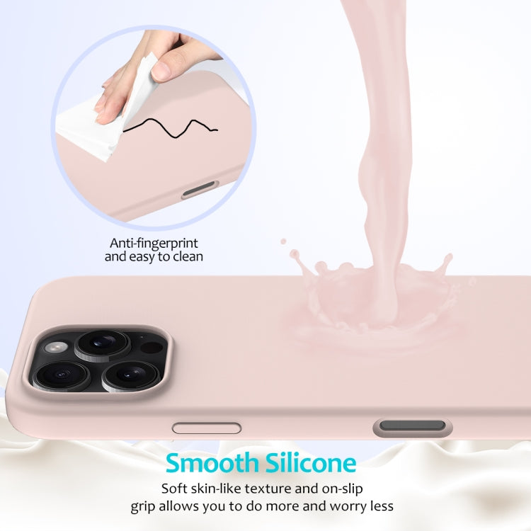 For iPhone 16 Pro Solid Color Silicone Phone Case(Sand Pink)