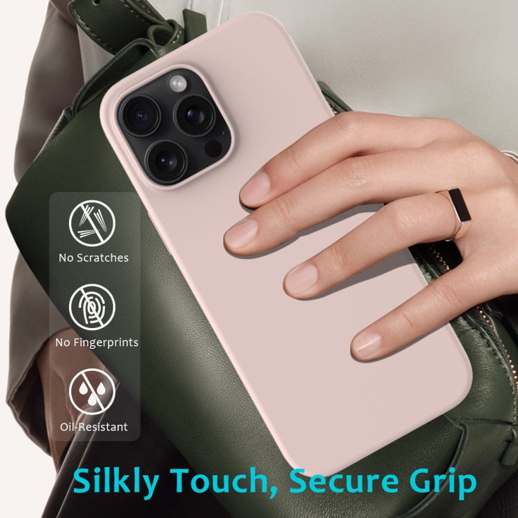 For iPhone 16 Pro Solid Color Silicone Phone Case(Sand Pink)
