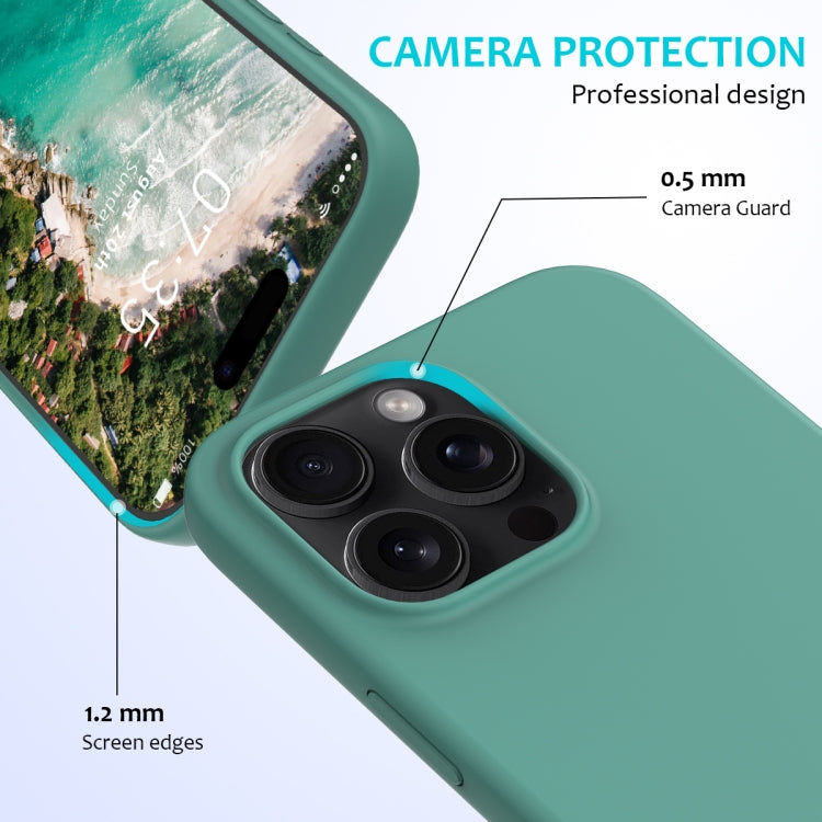 For iPhone 16 Pro Solid Color Silicone Phone Case(Pine Needle Green)