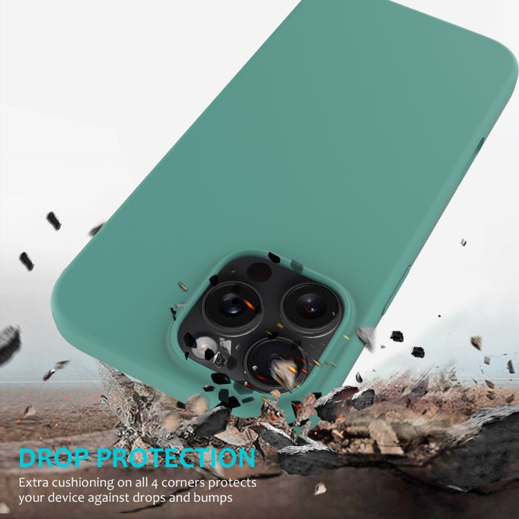 For iPhone 16 Pro Solid Color Silicone Phone Case(Pine Needle Green)