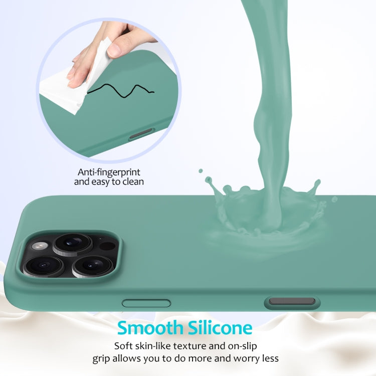 For iPhone 16 Pro Solid Color Silicone Phone Case(Pine Needle Green)