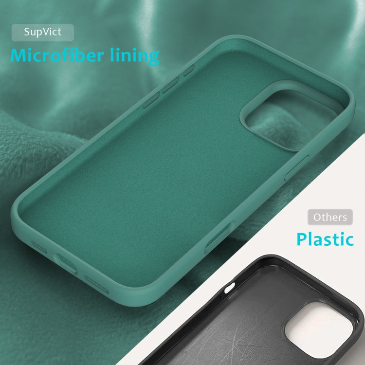 For iPhone 16 Pro Solid Color Silicone Phone Case(Pine Needle Green)