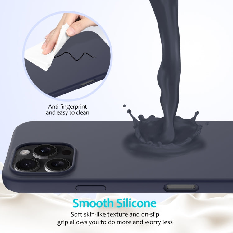 For iPhone 16 Pro Solid Color Silicone Phone Case(Midnight Blue)
