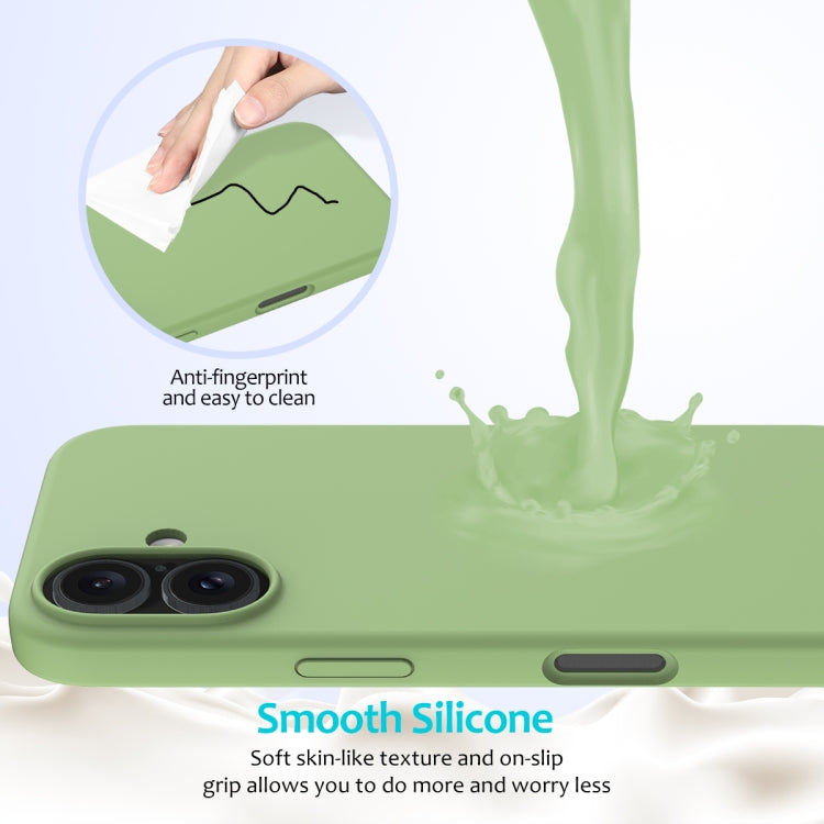 For iPhone 16 Plus Solid Color Silicone Phone Case(Mint Green)