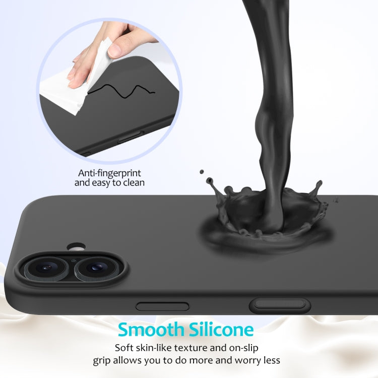 For iPhone 16 Plus Solid Color Silicone Phone Case(Black)
