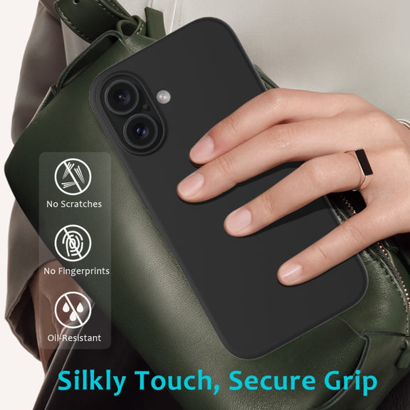 For iPhone 16 Plus Solid Color Silicone Phone Case(Black)