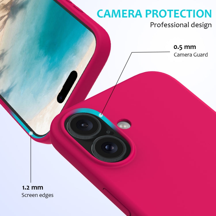 For iPhone 16 Plus Solid Color Silicone Phone Case(Rose Red)