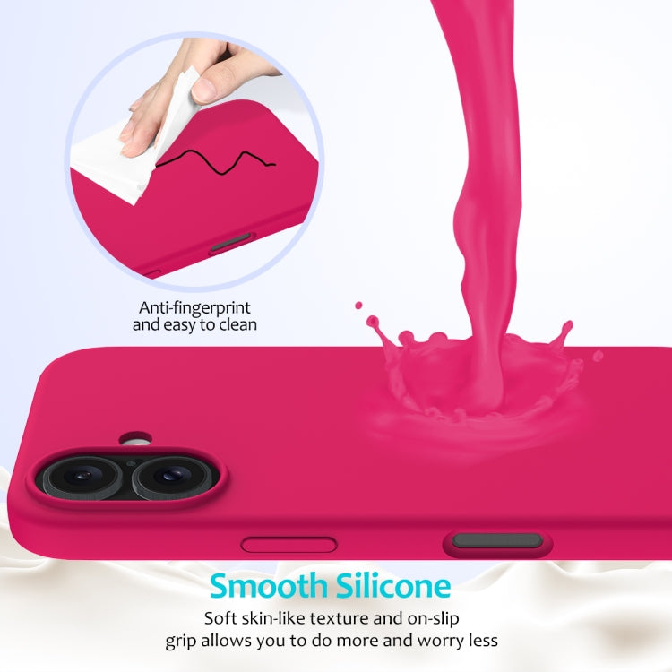 For iPhone 16 Plus Solid Color Silicone Phone Case(Rose Red)
