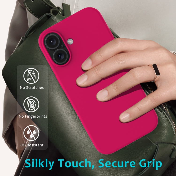 For iPhone 16 Plus Solid Color Silicone Phone Case(Rose Red)