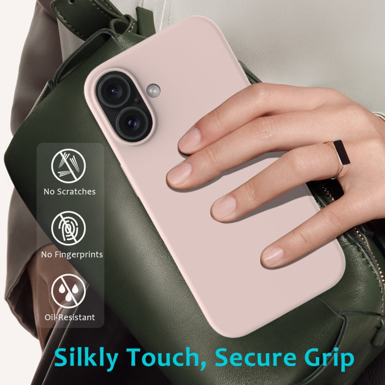 For iPhone 16 Plus Solid Color Silicone Phone Case(Sand Pink)