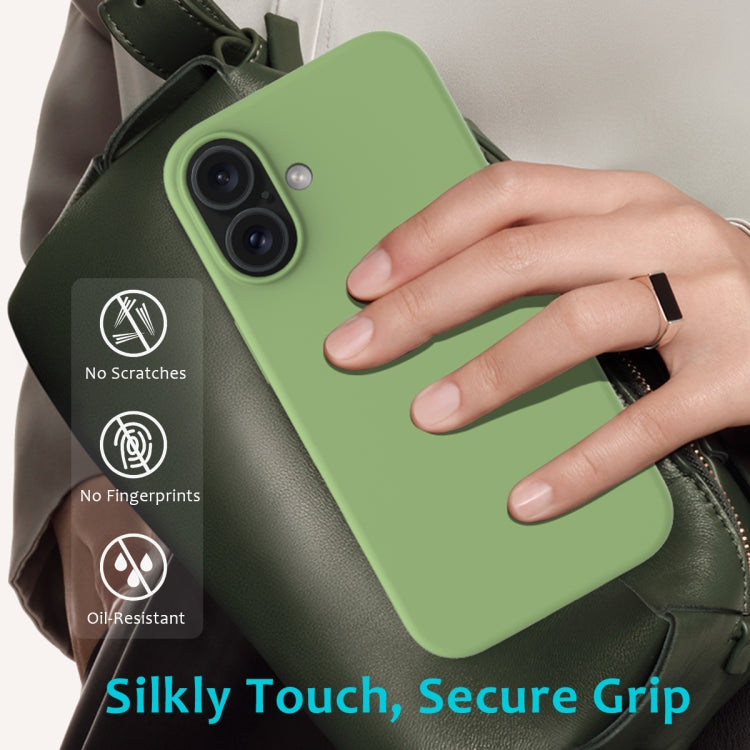 For iPhone 16 Solid Color Silicone Phone Case(Mint Green)