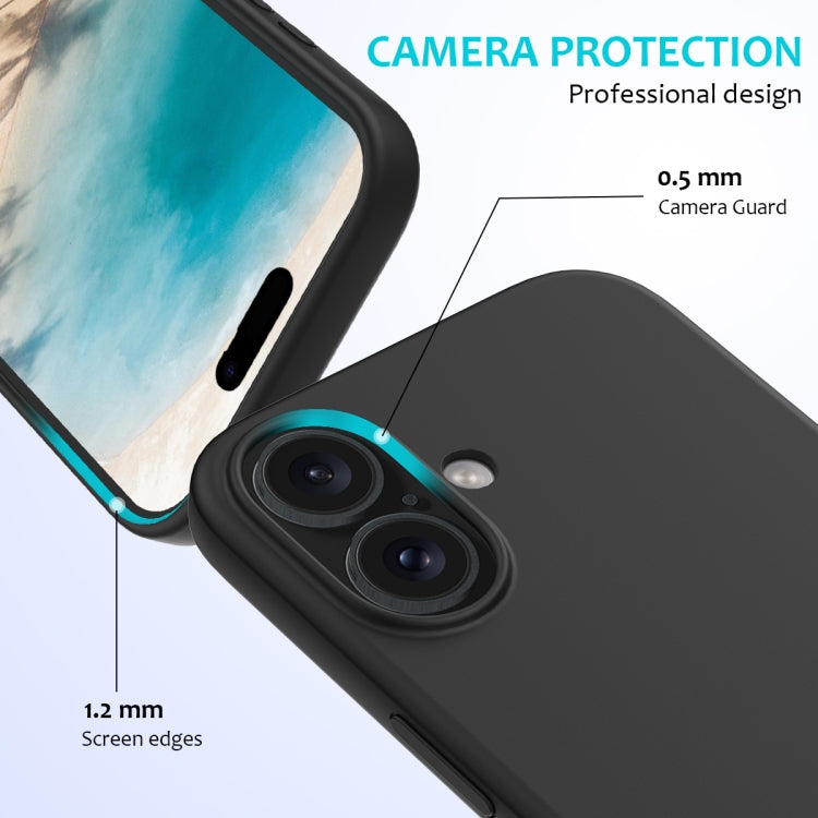For iPhone 16 Solid Color Silicone Phone Case(Black)
