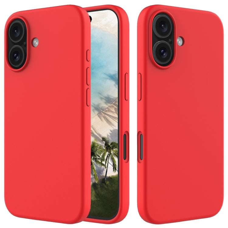 For iPhone 16 Solid Color Silicone Phone Case(Red)