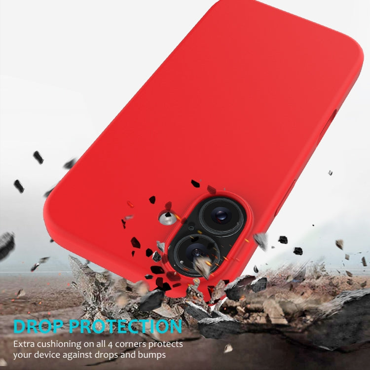 For iPhone 16 Solid Color Silicone Phone Case(Red)