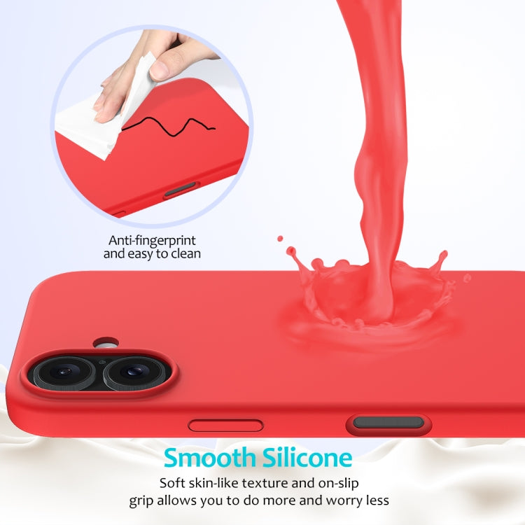 For iPhone 16 Solid Color Silicone Phone Case(Red)