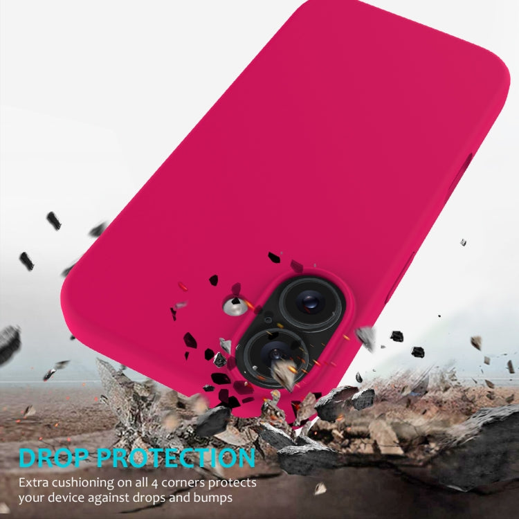 For iPhone 16 Solid Color Silicone Phone Case(Rose Red)