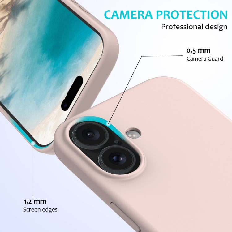 For iPhone 16 Solid Color Silicone Phone Case(Sand Pink)