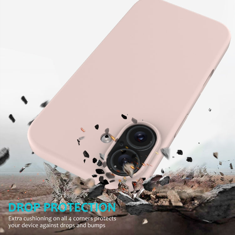 For iPhone 16 Solid Color Silicone Phone Case(Sand Pink)